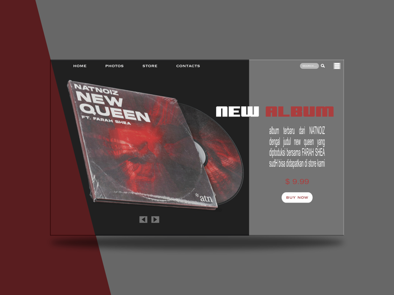 New album landing page landing page ui ux web