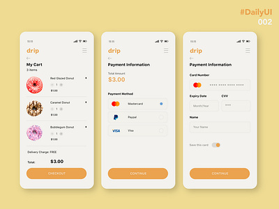 Drip - Daily UI #002 Challenge | Credit Card Checkout