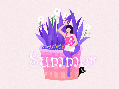 Lady Summer cutegirl flatdesign flatillustration girl illustraion lady summer