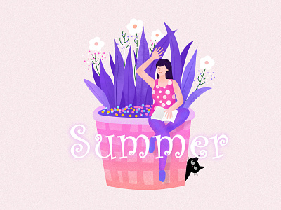 Lady Summer cutegirl flatdesign flatillustration girl illustraion lady summer