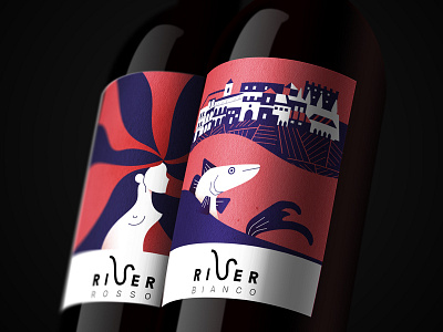 Wine label for River city illustration packaging verona wine woman