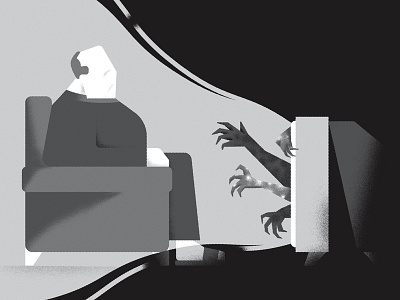 The TV Produces Monsters andrea rubele illustration illustrator man monsters sofa tv