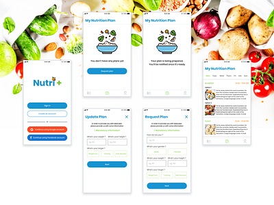 Nutri Plus Mobile Application android app interaction design ios mobile app mobile app design mobile application mobile ui nutrition ui ui design ui ux uiux ux ux design