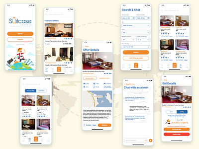 Suitcase Rooms Reservation App app booking interaction design mobile app mobile app design mobile application mobile ui reservation travel ui ui ux ui design uiux ux ux ui ux design