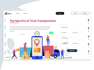 OKA Truck Website Home Page booking company heavy truck home page homepage design interaction design transportation truck trucks ui ui design ui ux uiux ux ux design ux ui uxui web design website website design