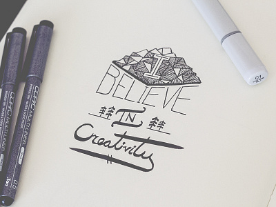 Creativity believe branding copic creativity handmade lettering logo moleskine paper pen typography vintage