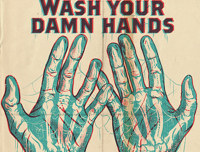 WASH YOUR DAMN HANDS digital drawing illustration procreate xray