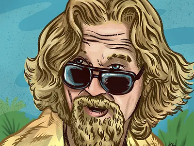 THE DUDE design drawing illustration portrait procreate the big lebowski