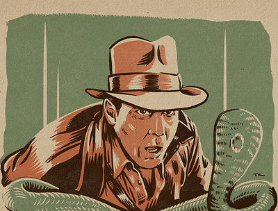SNAKES! Really digging working on these. drawing illustration indiana jones portrait procreate vintage design