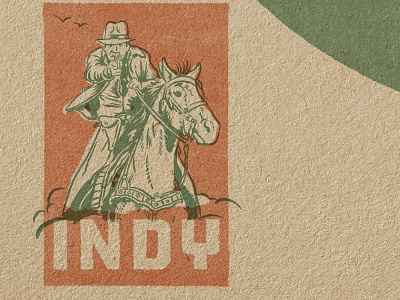 Indy Stamp adventure design drawing illustration indiana jones portrait vintage design