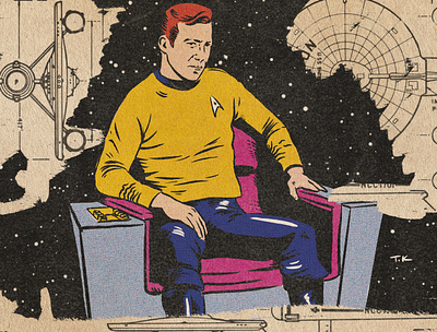 Captain Kirk drawing illustration kirk portrait procreate star trek vintage design vintage illustration