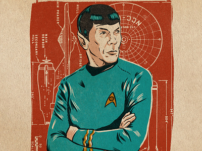 Spock illustration portrait procreate sci fi vintage design