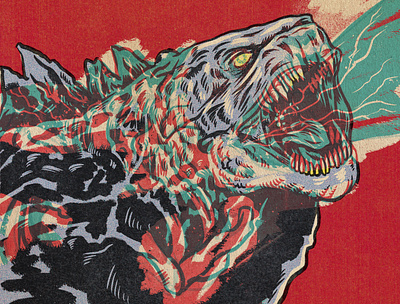 Godzilla creature design drawing godzilla horror illustration monsters portrait procreate xray