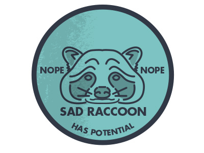 Sad Raccoon badge illustration wild life