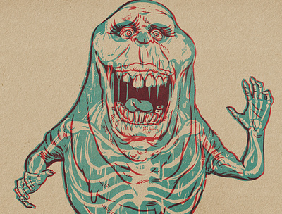 Slimer! design drawing ghost ghostbusters illustration monsters xray