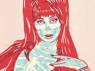 Elvira Mistress of the Dark illustration photoshop xray