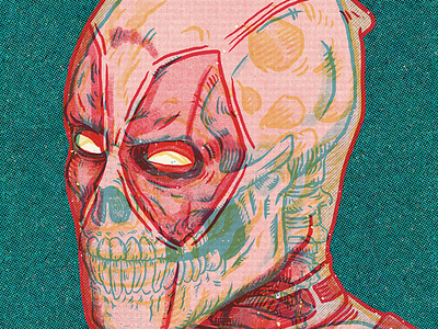 Deadpool illustration photoshop xray