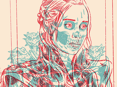 Daenerys Targaryen creature design drawing gig poster illustration monsters portrait