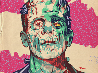 Frankenstein's Monster creature design drawing halloween illustration monsters portrait procreate