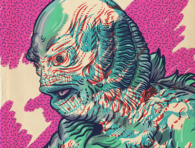 Creature from the Black Lagoon (1957) creature drawing horror horror movie illustration monsters portrait
