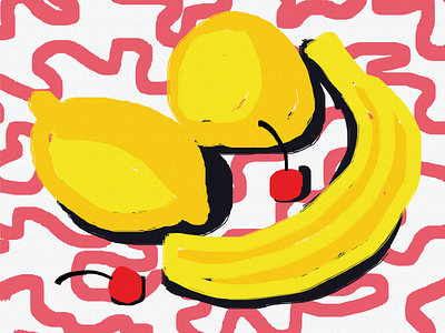 tasty yellow banana breakfast cherry eat eating food fruit healthy illustration lemon sun tasty yellow