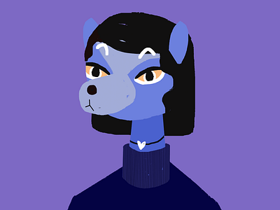 doggy face animal blue dog doggo face human illustration person portrait sweater weird