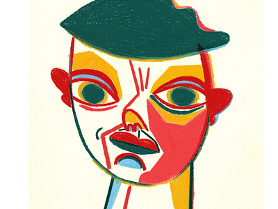 face colorful crayon draw eye eyes face geometric illustration look portrait