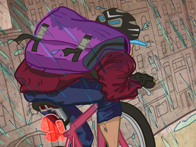 "When you're wet you just start to enjoy it." bicycle bike cycling illustration