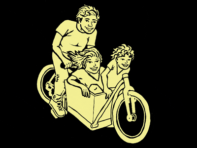 Cargo Go Go bicycle bike cargo bike family illustration t shirt