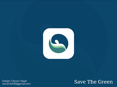 Save The Green app icon branding clean logo green logo hand icon logo designer logoconcept natural logo save logo tree web icon