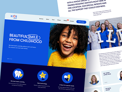 Dental clinic website blue branding bright clean clinic color colorfull design doctor dribbble illustration medicine ui ux webdesign website yellow