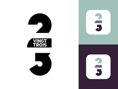 Logo 04 - Vingt-Trois 23 blue flat design graphic design logo number purple