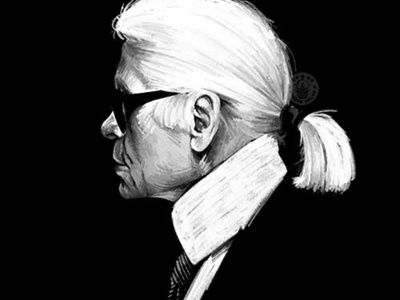 Karl Lagarfeld art black and white chanel drawing fashion illustraton karl lagerfeld pencil portrait