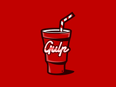🥤 Graphic Design 17 - Gulp.js Logo Redraw cola cup front end gulp js logo milkshake red redesign redraw soda web