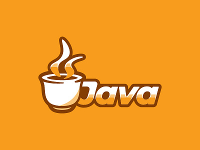 ☕ Graphic Design 19 - Java Logo Redraw coffe hot drink java logo orange redesign redraw smoke vector yellow