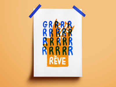 Graphic Design 23 - Grève Générale blue flat illustration france french illustration mai 68 orange pension poster retraite serigraphy strike