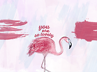 Flamingo flamingo watercolour fun gift illustration pink postcard