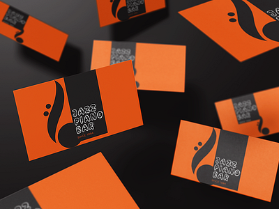 Jazz Piano Bar Business card black branding businesscard design identity logo mockup orange