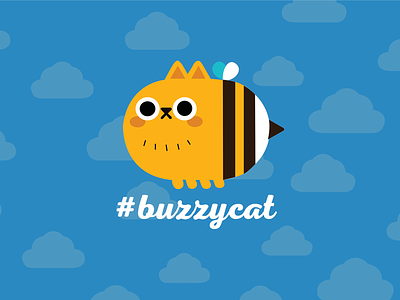Buzzycat bee buzzy cat collage illustration logo poster vector