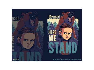 We Stand a song of ice and fire digital art digital illustration drawing fan art game of thrones here we stand illustration illustration art lyanna mormont mormont t shirt design t shirt illustration textile design