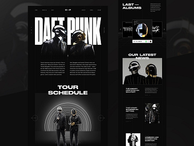 Daft Punk Website concept black and white bold clean creative dark fashion futuristic homepage interface landing page layout minimal modern music typography ui ui design ux visual design web design