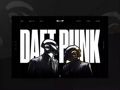 Daft Punk Website concept animation black white clean creative dark futuristic home page interaction interface landing page layout minimal motion design music typography ui ux visual design web design website
