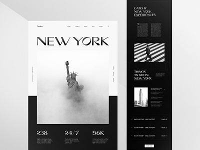 Travel Website Design black and white bold clean creative interface landing page layout minimal minimalist new york travel agency typography ui ui design ux ux design vacation web web design website