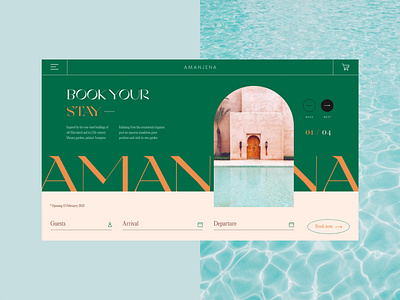 Amanjena Hotel & Resort booking clean creative destination door hotel interface layout marrakech minimal pool resort travel typography ui ui design ux web web design website