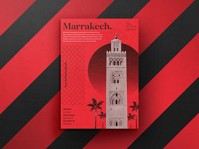 Marrakech Poster 2017 city flyer marrakech marrakesh morocco palm poster red sun tree typography
