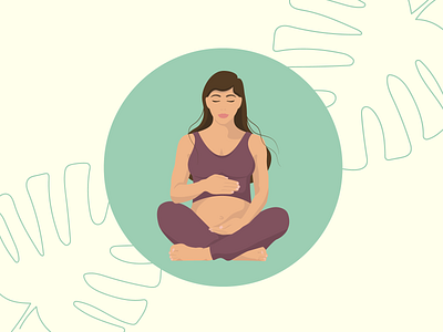 Pregnancy yoga flat graphic design illustration pregnant woman yoga
