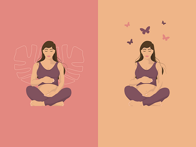 Pregnancy yoga flat illustration flat graphic design illustration poster pregnant woman yoga