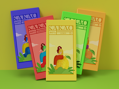 Packaging design for Kakao Chocolate berries candy candy bar chocolate chocolate bar color colorful colors food fruit graphic design illustration packaging packaging desing