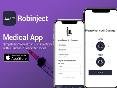 Robinject - The Bluetooth insulin injector - Medical App android app development insulin injection injector ios app development medical app devlepment medical care app mobile app development