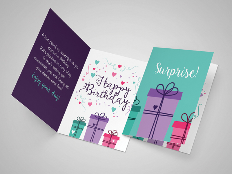 Greeting card - Birthday illustrator gifts hearts celebration card greeting birthday